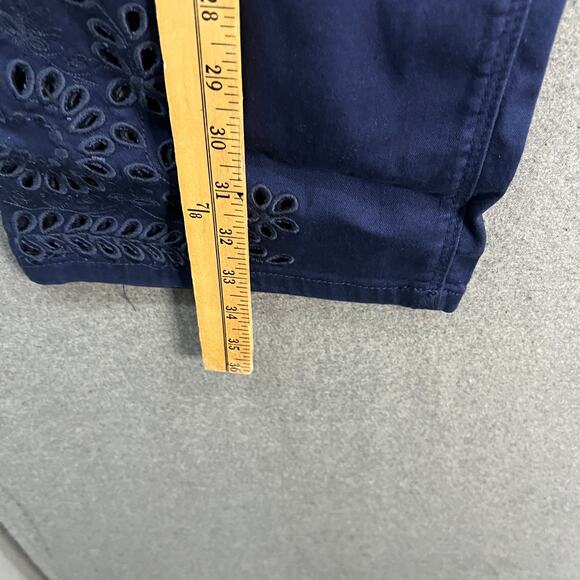 Laurie Felt Petite Daisy Floral Embroidered Ankle Jeans Navy, Plus Petite 22 - Picture 7 of 12